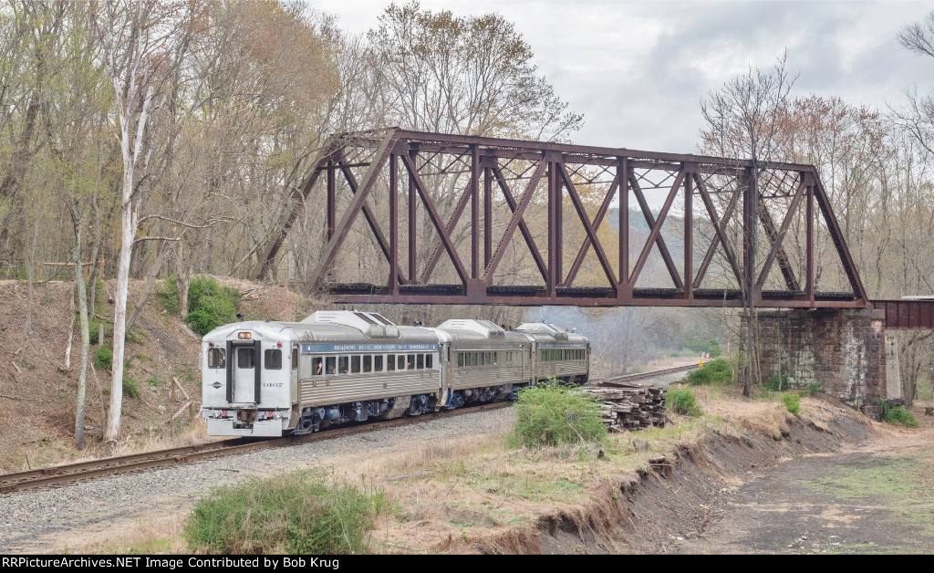 The RDC's on a run-by underneath a former PRR trestle south of Auburn